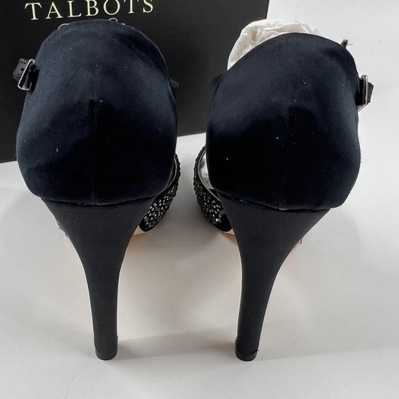 ✅ NWB TALBOTS BLACK BEADED ANKLE STRAPPED HEELS SIZE 9.5 - Picture 11 of 12